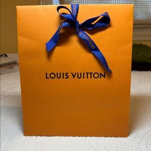 Louis Vuitton Vibrant Orange Gift Bag with Blue Ribbon